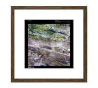 Science Map Satellite Edrengiyn China Mountain Desert 8X8 Inch Square Wooden Framed Wall Art Print Picture with Mount Artery8 Brown One Size