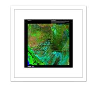 Science Map Satellite Florida Everglades Park Replica 8X8 Inch Square Wooden Framed Wall Art Print Picture with Mount Artery8 White One Size