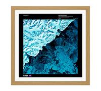 Science Map Satellite Kamchatka Russia Ice Snow Replica Square Wooden Framed Wall Art Print Picture 16X16 Inch