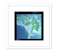 Science Map Satellite Mississippi Delta USA Replica 8X8 Inch Square Wooden Framed Wall Art Print Picture with Mount Artery8 White One Size