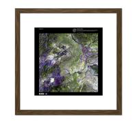 Science Map Satellite Pakistan Waziristan Mountain 8X8 Inch Square Wooden Framed Wall Art Print Picture with Mount Artery8 Brown One Size