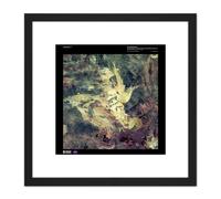 Science Map Satellite Sandy Desert Wild Fire Scar Replica 8X8 Inch Square Wooden Framed Wall Art Print Picture with Mount Artery8 Black One Size