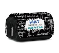 Science Math Pencil Case for Student Boys Girls Classroom Large Capacity Mathematical Formula Pencil Pouch Back to School Supplies Flip Top Pen Bag with 2 Zippered Office Stationery Math Pen Box