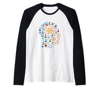 Science Mind Abstract Atom and Lab Icons Art Design Raglan Baseball Tee