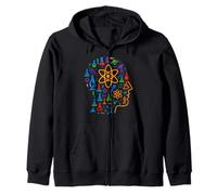 Science Mind Abstract Atom and Lab Icons Art Design Zip Hoodie