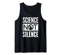 SCIENCE NOT SILENCE - White Text + Feminist Icon Design Tank Top