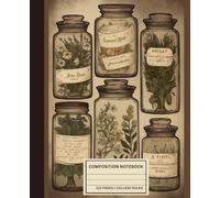 Science Notebook with Vintage Herb Jars - Lab Notebook for Biology & Chemistry Students - 7.5 x 9.25 in - College Ruled, Soft Matte Cover - Science Journal for Experiments & Search Notes
