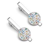 Science Or Chemistry Elements Men's Tie Clips Silver Necktie Bar Pinch Clips for Wedding Business 2 Pcs