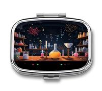 Science Party Weekly AM/PM Pill Organizer.Waterproof Portable Compact Travel Pill Organizers.Small Pill Box for Medicine Holder for Vitamins Medication.