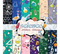 Science Pattern Scrapbook Paper Pack 6"x6" Science Experiment Specialty Paper Scrapbooking Cardstock Paper Designer Paper Pads Junk Journal Craft Paper, Decoupage Card Making Supplies 24Sheets