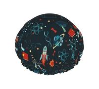 Science Pattern Shower Cap Elastic And Reusable Double Waterproof Shower Hat For Women