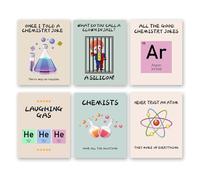 Science Posters for Classroom Middle School Experiment Educational Classroom Wall Decor,Funny Chemistry Puns Wall Art Canvas Prints,Set of 6 (8x10inch,Unframed).