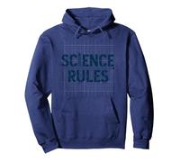 Science Rules: Periodic Table Inspired Typography Pullover Hoodie, Adult Unisex, Navy, XL