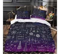 Science Sketches Comforter Cover 3D Print Hotel Quality 3-Piece Bed Set Hidden Zipper Abstract Academic Quilt Cover Extra Soft Breathable for Adults Women Kids Girls Boys Teens King（220x240cm）