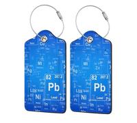 Science Teacher Funny Elements Periodic Table,Luggage Tags Pu Leather Name Tag Travel Suitcase Identifier ID Tags Durable Luggage Label 2 pcs
