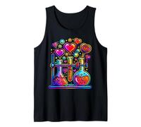 Science Teacher Valentine Artwork with Hearts and Lab Vibes Tank Top