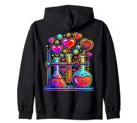 Science Teacher Valentine Artwork With Hearts And Lab Vibes Zip Hoodie