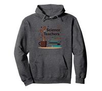 Science Teachers: Caffeine-Fueled Education Inspiration Pullover Hoodie, Adult Unisex, Dark Heather Grey, XL