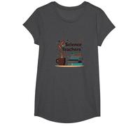 Science Teachers: Caffeine-Fueled Education Inspiration T-Shirt, Girls, Dark Heather Grey, Small