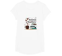 Science Teachers: Caffeine-Fueled Education Inspiration T-Shirt, Girls, White, Large