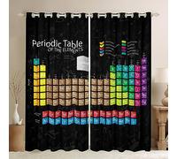 Science Theme Blackout Curtains for Boys Girls Periodic Table Print Curtains Science formula Window Curtains for Teens Back to School Gifts, Math Geometry Science Bedroom Curtains,2 Panels 46x54
