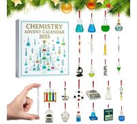 Science Themed Advent Calendar 2025, 24 Days of Christmas Countdown Fun with 24 Lab-Inspired Hanging Ornaments, Chemistry Christmas Classroom Decor, Teacher, Student & Science Lover Gifts