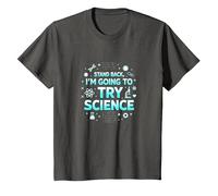 Science TS: Step Back, I'll Try Science T-Shirt, Youth, Asphalt Grey, X-Small