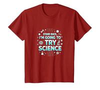 Science TS: Step Back, I'll Try Science T-Shirt, Youth, Cranberry Red, Large
