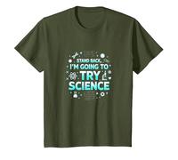Science TS: Step Back, I'll Try Science T-Shirt, Youth, Olive Green, X-Small