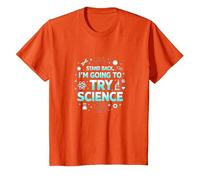 Science TS: Step Back, I'll Try Science T-Shirt, Youth, Orange, Large