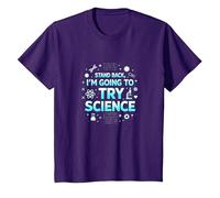 Science TS: Step Back, I'll Try Science T-Shirt, Youth, Purple, X-Small