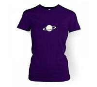 Science Tshirts By Big Mouth Saturn Small Glow In The Dark Women's T-shirt - Purple Medium (approx Size 10)