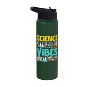 Science Vibes Cool Scientist Biology Chemistry Teacher Stainless Steel Insulated Water Bottle