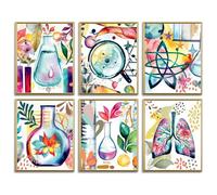 Science Wall Prints Boho Watercolor Posters for Classroom Must Have Decor,Biology Chemistry Science Wall Art Posters for Pre School Elementary Middle School Daycare Bulletin Board Decor (Colorful)