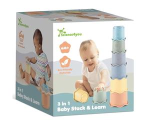 Science4you Baby Stacking Cups 3 in 1 - Baby Stacking Toy with 6 Cups, Stack Learn Bath Beach Indoor and Outdoor, 6 9 12 Months+