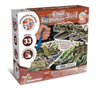 Science4you Dinosaur Fossil Excavation 3 in 1 for Kids - Dinosaur Fossils Digging Kit, T-Rex & Triceratops & Stegosaurus - Assemble 3 Dinos, Archaeology Set, Educative Gift for Girls & Boys Age 5 6+