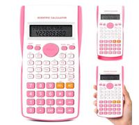Scientific Calculator, 240 Functions 2-Line LCD Display Engineering Calculator with Protective Case, Portable Desktop Calculator for GCSE A-Level University Students Teachers Business, Pink