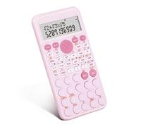 Scientific Calculators Cute Desktop Calculator with 240 Functions 2 Line LCD Screen Ideal for Students School Office Portable to Carry - Pink
