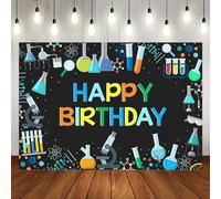 Scientific Chemical Science Cartoon Science Fun Scientist Happy Birthday Party Photography Backdrop Background Print Wall Decorations Backdrop Party Background Decoration