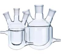 Scientific Conical Glass Flasks, Glass Conical Flask Measuring, Three-necks jacket reaction bottle Thick wall borosilicate glass flask Jacketed Plant Reactors Laboratory Reactor(150ml 24x24x24)