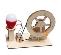 Scientific Generator Kit - 6" Hand Powered Electricity Model, Wooden Learning Experiment Device, Bulb Physics Demonstrator | Study Activity