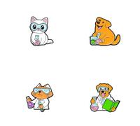 Scientist Cats & Dogs Enamel Pins: Cat & Dog Conducting Experiments - Cute Animal Enamel Pin Brooch & Badge for Clothes, Caps, Bags & Jackets
