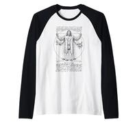 Scientist Vitruvian Man Leonardo Da Vinci Physics Chemistry Raglan Baseball Tee