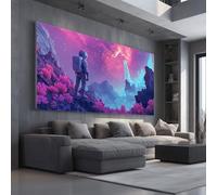SciFi Astronaut Extra Large Canvas Prints Space Planet Wall Art for Living Room Futuristic Galaxy Paintings for Bedroom Office Home Decor Framed 60x120cm