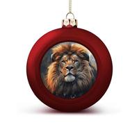 SciFi Lion Christmas Ball Ornaments 2.4 Inch Shatterproof Christmas Tree Decorations Balls Red-Style Hanging Christmas Ornaments for Xmas Tree Holiday Decoration