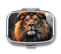 SciFi Lion Pill Box 2 Compartment Pill Case Portable Pocket Pill Organizer Medicine Vitamin Organizer for Men Women