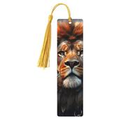 SciFi Lion Wood Bookmark for Men Women Reading Wooden Bookmarks Unique Handmade Book Marks with Tassel Pendant Craft Bookmark for Book Lovers Birthday Teachers Gift