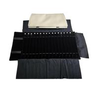 SCIKHEFT Portable Jewelry Roll Untangled Safe Chain Travel Storage Bag Display Holder 16 Necklace (Gray PU and Black Velvet)
