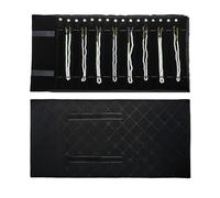 SCIKHEFT Portable Jewelry Roll Untangled Secure Necklace Travel Storage Bag Displays Holder 16 Chain (Black Diamond)