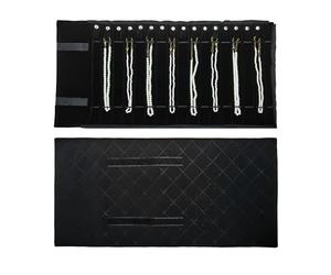 SCIKHEFT Portable Jewelry Roll Untangled Secure Necklace Travel Storage Bag Displays Holder 16 Chain (Black Diamond)